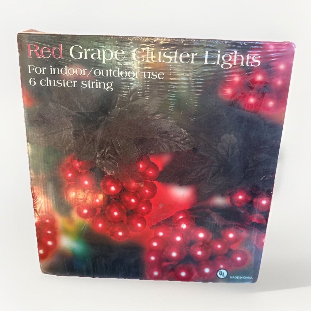 Vintage Red Grape Cluster Lights Indoor/Outdoor 6 Clusters New Sealed Box 2 Pack